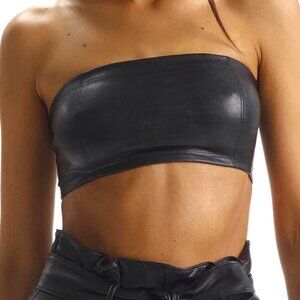 Commando Faux Leather Bandeau Bralette - FLT105 (Black)